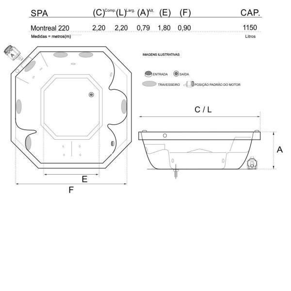 Spa Lineaplas Montreal 2,20x2,20x0,79 Acrilico Com Hidro-Completa - 3