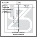 Ver imagem 3 de Lustre Vertical Figo Preto - 5 Globos Esfera de Vidro Âmbar