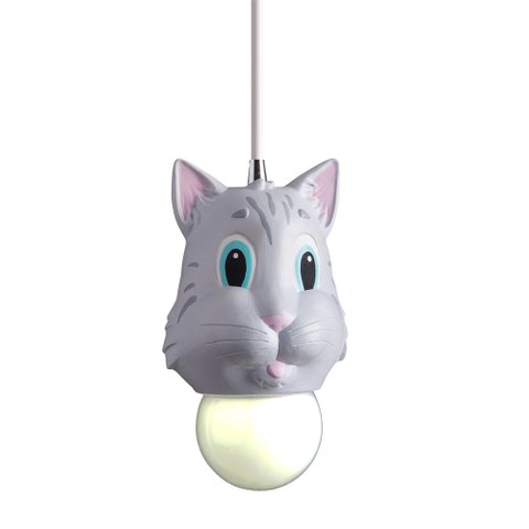 Luminária Pendente Quarto de Criança Bebê Infantil E27 Bivolt:gato Cinza/110v/220v