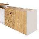 Ver imagem 6 de Mesa L Diretor com Armário Lateral 3 Gavetas 180cm Industrial Tampo Chanfrado Pés em Metal Executive