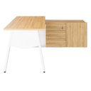 Ver imagem 5 de Mesa L Diretor com Armário Lateral 3 Gavetas 180cm Industrial Tampo Chanfrado Pés em Metal Executive