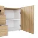 Ver mais imagens de Mesa L Diretor com Armário Lateral 3 Gavetas 180cm Industrial Tampo Chanfrado Pés em Metal Executive