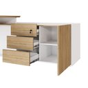 Ver imagem 4 de Mesa L Diretor com Armário Lateral 3 Gavetas 180cm Industrial Tampo Chanfrado Pés em Metal Executive