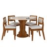 Mesa com 4 Cadeiras Redonda C/vidro Santorini Fre/off/corino Bco - M.a Freijó/off Premium/corino - 1