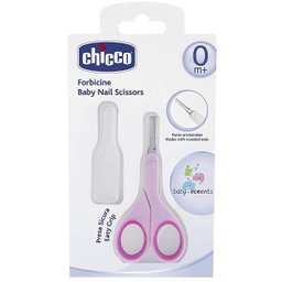 Tesourinha Para Bebês Com Protetor Ergonomica Pontas Curvadas Arredondadas +0 Meses Chicco Rosa - 2