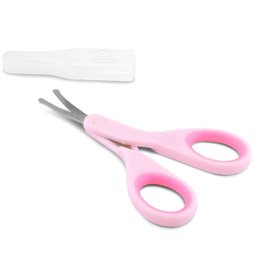 Tesourinha Para Bebês Com Protetor Ergonomica Pontas Curvadas Arredondadas +0 Meses Chicco Rosa - 1