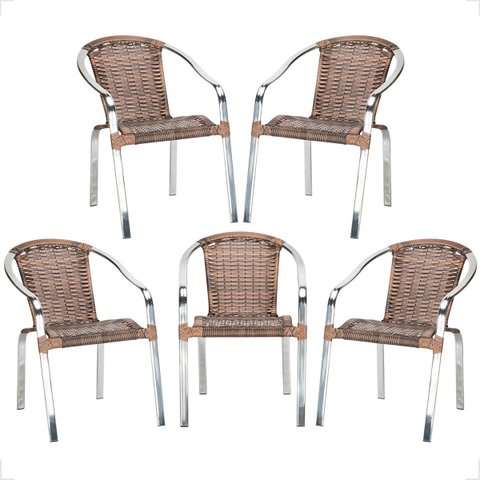 5 Cadeira Maresia Aluminio Polido Fibra Sintetica Tr. Simples - Argila