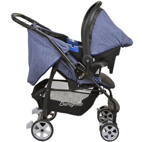 Conjunto Carrinho de Bebê Travel System Reclinável Reversível Rio K Mesclado Azul De 0 a 15kg - 6