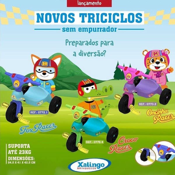 Triciclo Motoca Velotrol Infantil Linha Animais - Xalingo