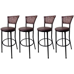 Kit 4 Banquetas Bistrô Hawaii Capuccino Assento Marrom