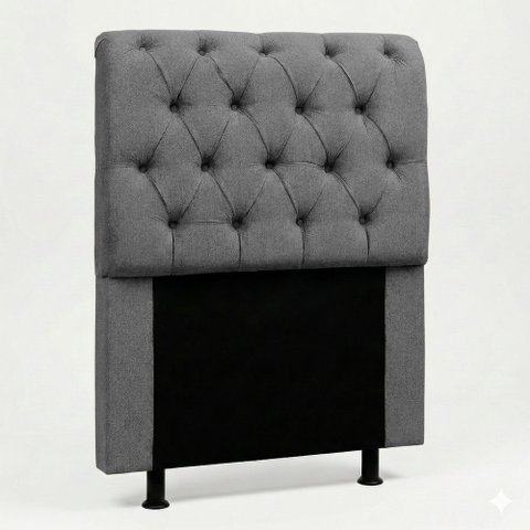 Cabeceira Cama Box Solteiro Sarah 90cm com Frame Linho Cinza - Desk Design