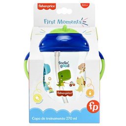 Copo de Treinamento Com Canudo e Alças Bebês Crianças +6 Meses 270ml Antivazamento First Moments - 3