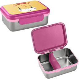 Porta Lanches Infantil Bento Box Rosa Chock em Aço Inox Hot e Cold Para 6+ Meses - Fisher Price - 1