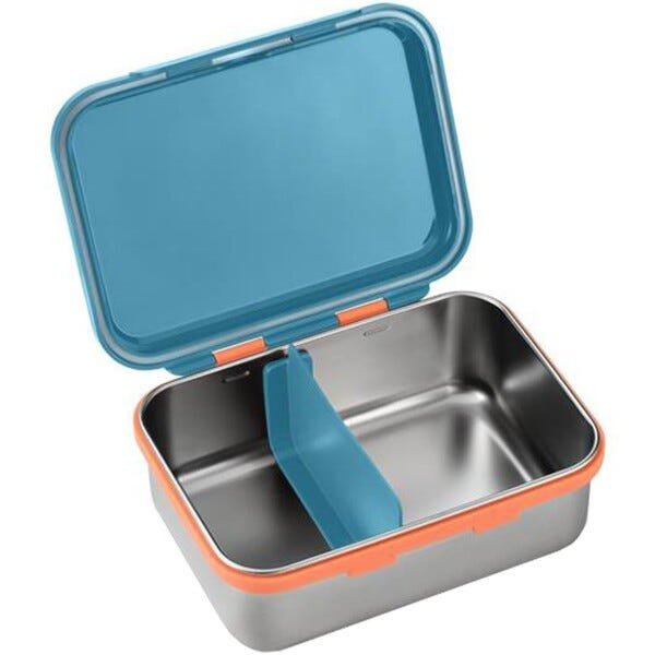 Porta Lanches Infantil Bento Box Azul em Aço Inox Hot e Cold Para 6+ Meses - Fisher Price - 3