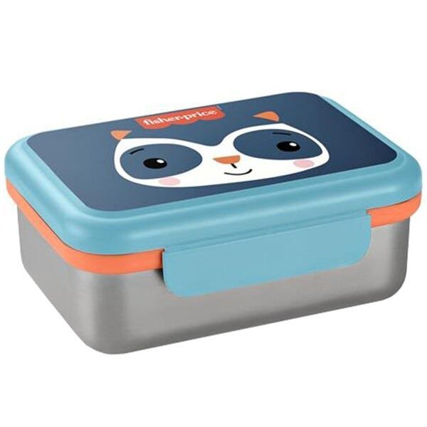 Porta Lanches Infantil Bento Box Azul em Aço Inox Hot e Cold Para 6+ Meses - Fisher Price - 2