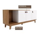 Ver imagem 4 de Rack para TV até 60 Polegadas Zuri 100% MDF 3 Portas Pés em Madeira