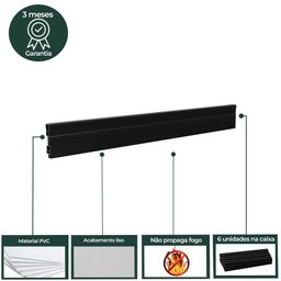Rodapé de PVC 7cmx15mmx2,40m Master 6 UN AZN - Preto - 6