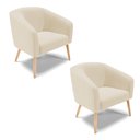 Ver imagem 1 de Kit 2 Poltronas Stella Linho Grosso Bege A19 Pés Palito Natural - D'Rossi
