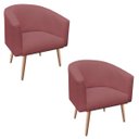 Ver imagem 1 de Kit 2 Poltronas Stella Linho Whisky Rosê A106 Pés Palito Natural - D'Rossi