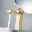 Ver imagem 3 de Torneira Misturador Monocomando Dourado Fosco Quadrado Baixo para Banheiro