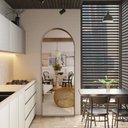 Ver imagem 2 de Espelho Corpo Inteiro Retrô Industrial Mod. Metal 150x60cm - Dourado