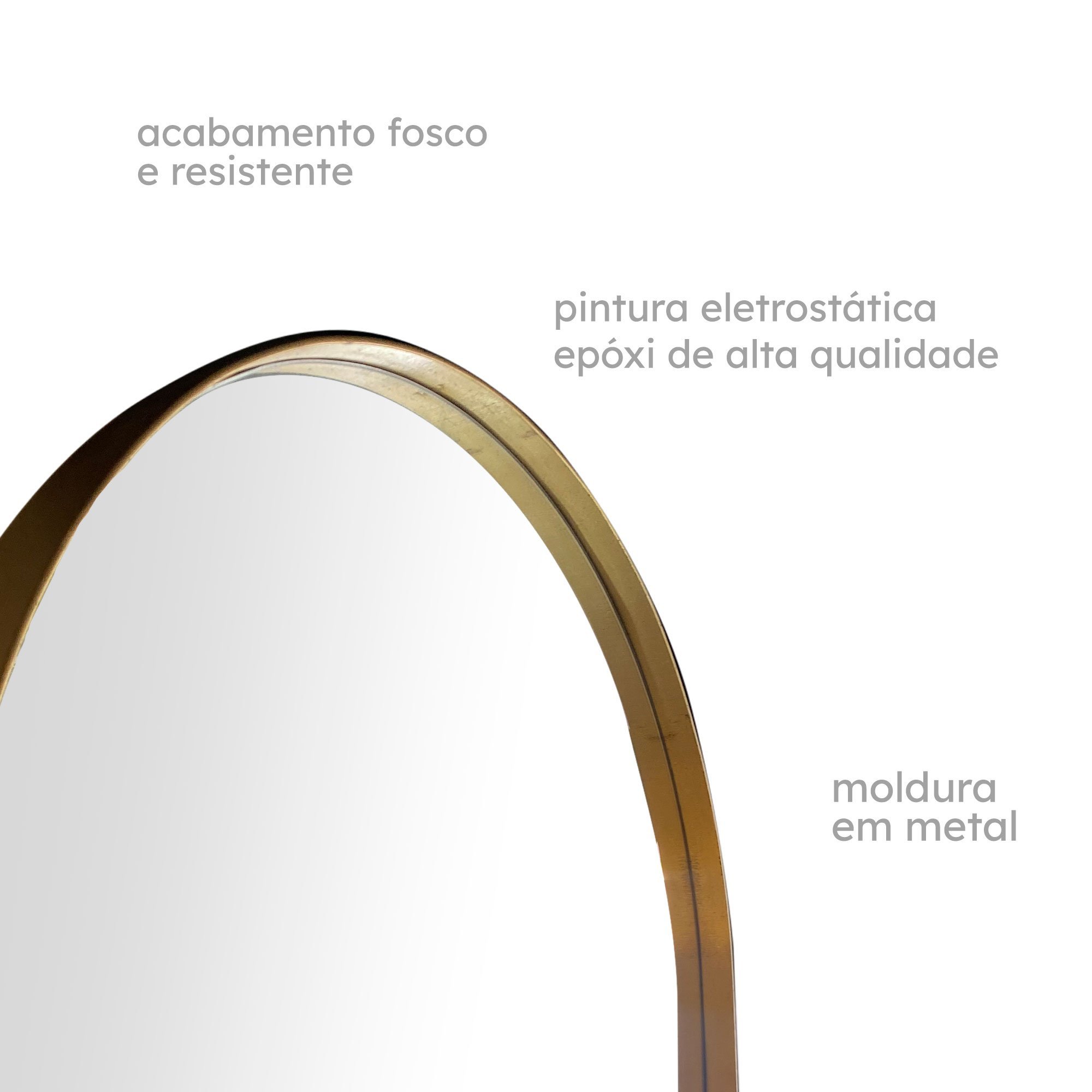 Espelho Corpo Inteiro Retrô Industrial Mod. Metal 150x60cm - Dourado - 4