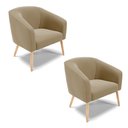 Ver imagem 1 de Kit 2 Poltronas Stella Suede Marrom Rato Pés Palito Natural - D'Rossi