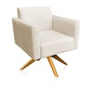 Ver imagem 1 de Poltrona Giratória Marisa Suede Bege Base de Madeira D'Rossi