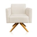 Ver imagem 3 de Poltrona Giratória Marisa Suede Bege Base de Madeira D'Rossi