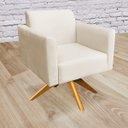 Ver imagem 2 de Poltrona Giratória Marisa Suede Bege Base de Madeira D'Rossi