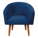 Ver imagem 3 de Kit 01 Namoradeira E 02 Poltronas Stella Suede Azul Marinho Pés Palito Castanho D’Rossi