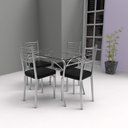Ver imagem 1 de Conjunto de Mesa Tampo Vidro Lion com 4 Cadeiras Aço Juliana Yescasa