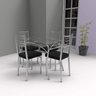 Conjunto de Mesa Tampo Vidro Lion com 4 Cadeiras Aço Juliana Yescasa - 1