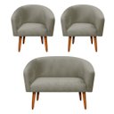 Ver imagem 1 de Kit 01 Namoradeira E 02 Poltronas Stella Suede Marrom Rato Pés Palito Castanho D’Rossi