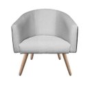 Ver imagem 2 de Poltrona Stella Corano Preto Cr04 com Linho Trama Cinza A87 Pés Palito Natural - D'Rossi