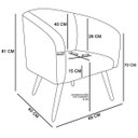 Ver imagem 5 de Poltrona Stella Corano Preto Cr04 com Linho Trama Cinza A87 Pés Palito Natural - D'Rossi