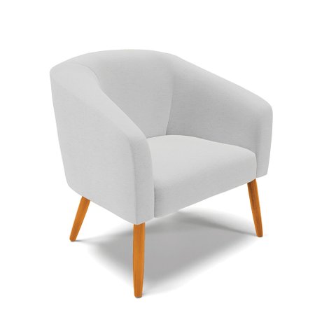 Poltrona Stella Linho Cinza Claro A05 Pés Palito Castanho - D'Rossi