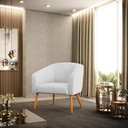 Ver imagem 2 de Poltrona Stella Linho Cinza Claro A05 Pés Palito Castanho - D'rossi