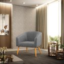 Ver imagem 2 de Poltrona Stella Linho Grafite A26 Pés Palito Castanho