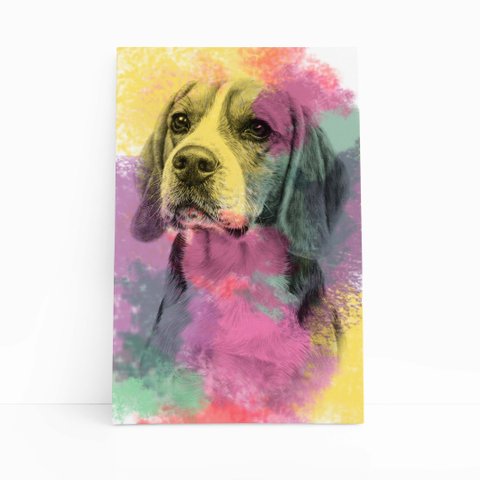 Quadro Cachorro Beagle Aquarela Tinta Canvas 30x40cm
