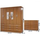 Ver imagem 4 de Guarda-roupa Casal Ava 6 Portas 9 Gavetas e Espelho com Cômoda 10 Gavetas Cinamomo - Panorama Móveis