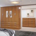 Ver imagem 5 de Guarda-roupa Casal Ava 6 Portas 9 Gavetas e Espelho com Cômoda 10 Gavetas Cinamomo - Panorama Móveis