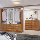 Ver imagem 2 de Guarda-roupa Casal Ava 6 Portas 9 Gavetas e Espelho com Cômoda 10 Gavetas Cinamomo - Panorama Móveis