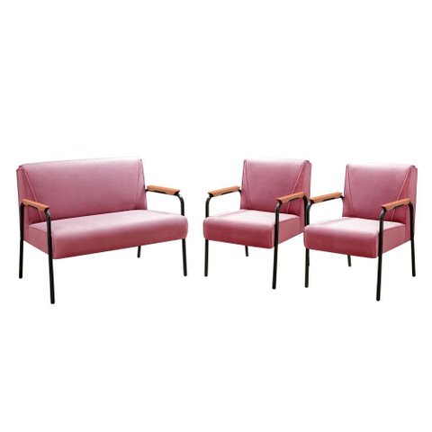 Conjunto Jade 2+1+1 Lugares Cor:Suede Rosa 280