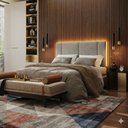 Ver imagem 5 de Cabeceira Cama Box Estofada Casal 1,40 Suede Cinza com LED