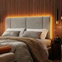 Ver imagem 4 de Cabeceira Cama Box Estofada Casal 1,40 Suede Cinza com LED