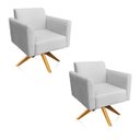 Ver imagem 1 de Kit 2 Poltronas Giratória Marisa Suede Cinza Base de Madeira D'Rossi