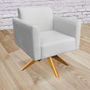 Ver imagem 2 de Kit 2 Poltronas Giratória Marisa Suede Cinza Base de Madeira D'Rossi