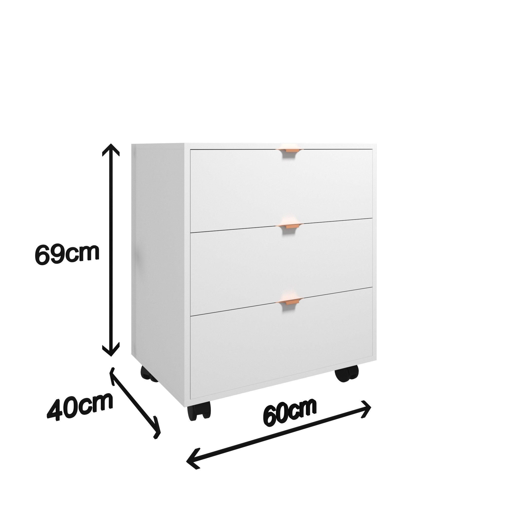 Gaveteiro Branco 3 Gavetas Multiuso com Rodinhas Banheiro - 2