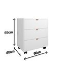 Ver imagem 2 de Gaveteiro Branco 3 Gavetas Multiuso com Rodinhas Banheiro